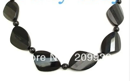 

huij 002993 35mm Cut Faceted Black Onyx Necklace