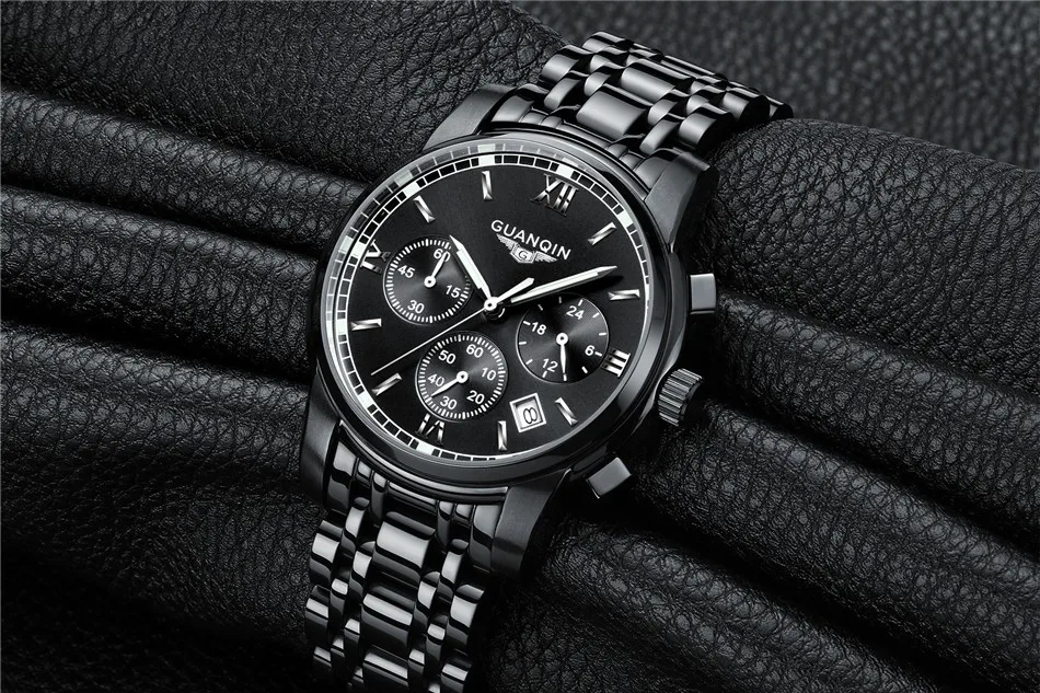 Relogio Masculino Guanqin мужские часы Лидирующий бренд Роскошные Модные Бизнес Кварцевые часы мужские спортивные полностью стальные водонепроницаемые наручные часы