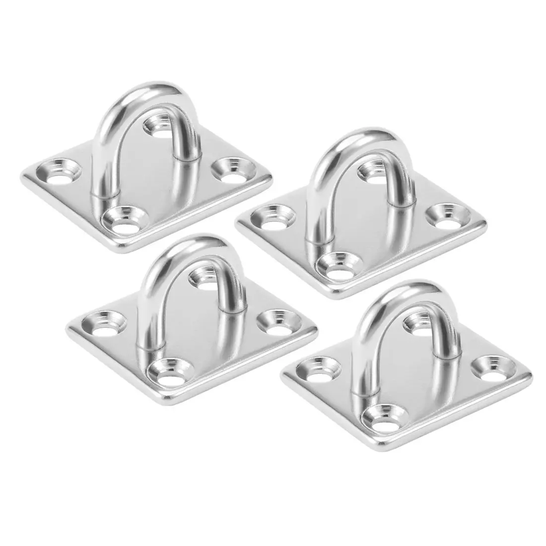 

304 Stainless Steel 5mm Thick Ring Square Sail Shade Pad Eye Plate Boat Rigging 4pcs