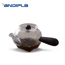 220 мл японский стиль краткое Термостойкое прозрачное стекло чайник креативная ручка чайник для заваривания цветочного чая дома питьевое молоко горшки