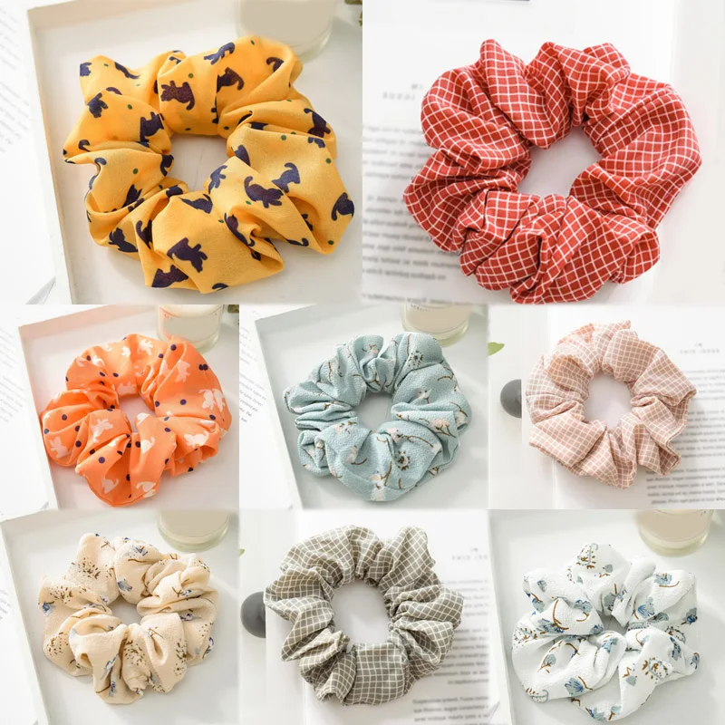 

New 1PC 2018 New Arrival Elasticity Party Hair Ring Grid High Quality Printed Cat Headwear Rubber Band 14 Colors