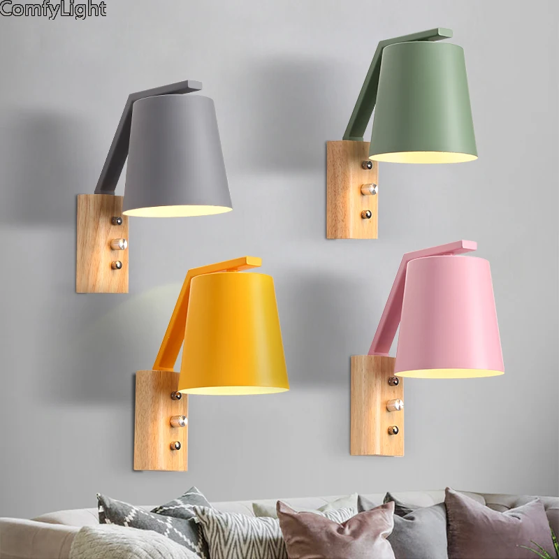 Mordern Led настенное освещение деревянная настенная лампа бра для зала спальни