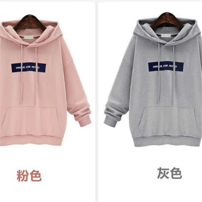 Uguest Women Hooded Streetwear Spring Casual Pullovers Letter Printed Girls Long Sleeve Hoodies