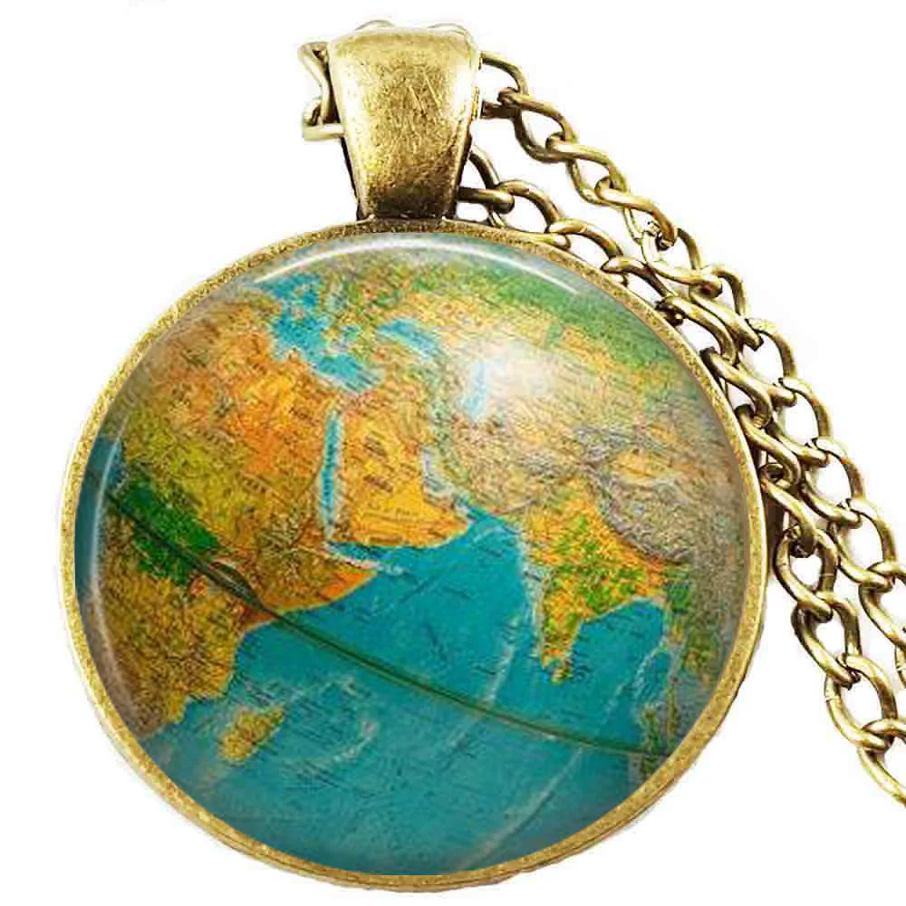 Globe Necklace, Earth Globe Pendant , Globe Art Pendant , Teacher Gift