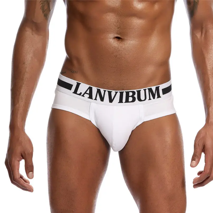 Comfortable Briefs Men Sexy Swimwear Underwear Letter Printed Boxer Briefs Shorts Bulge Pouch Underpants mens swim thong #2D27 (24)