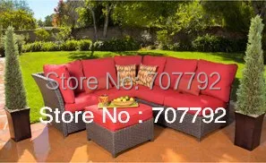 

2017 Hot Sale Patio Red Ratan Furniture 3 Piece Outdoor Sectional Sofa Set