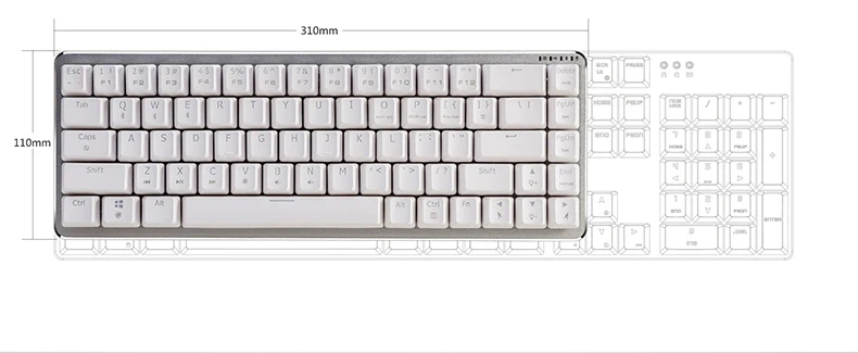 New Arrival Ajazz Zinic teclado wireless keyboard aluminum plate 68 keys white backlit dual-mode bluetooth gaming keyboard cherry switch (3)