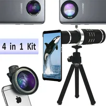 Камера комплект объективов: 18X телескоп объектив+ 0,6 широкоугольный объектив рыбий глаз/Макро/чехол для телефона+ для селфи штатив-Трипод для samsung S8/S8 Plus iPhone 7 iPhone 7
