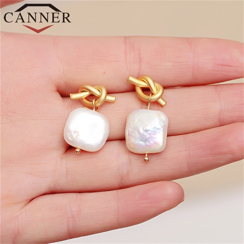CANNER Simple Fashion Temperament Imitation Pearls Geometric Drop Earring Elegant Exquisite Women Jewelry TW