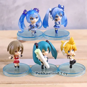 

Anime Figurine Hatsune Miku Snow Miku Kagamine Ren Meiko Miku Figure Q Version Action Figure Collection Model Toy 5pcs/set