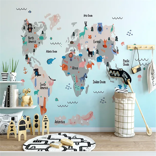 World Map Wallpapers For Kids Room Wall Murals Custom Photo World Map Wallpapers For Kids Room Wall Murals Custom Photo Living Bedroom