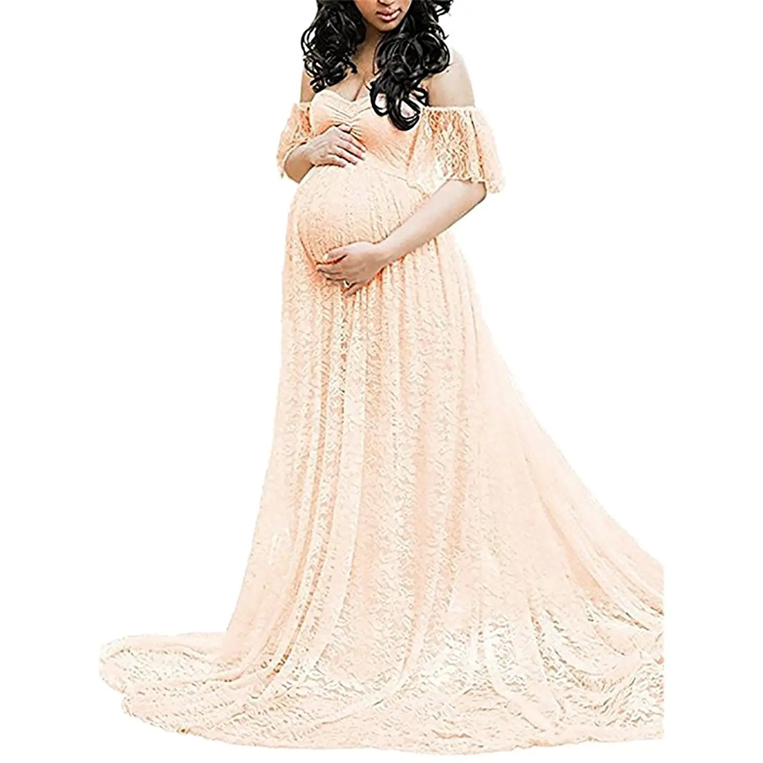 

Fashion Long Dress Maternity Photography Props Pregnancy Clothes Maternity Dresses for Photo Shoot Pregnant Lace Maxi Gown Dress