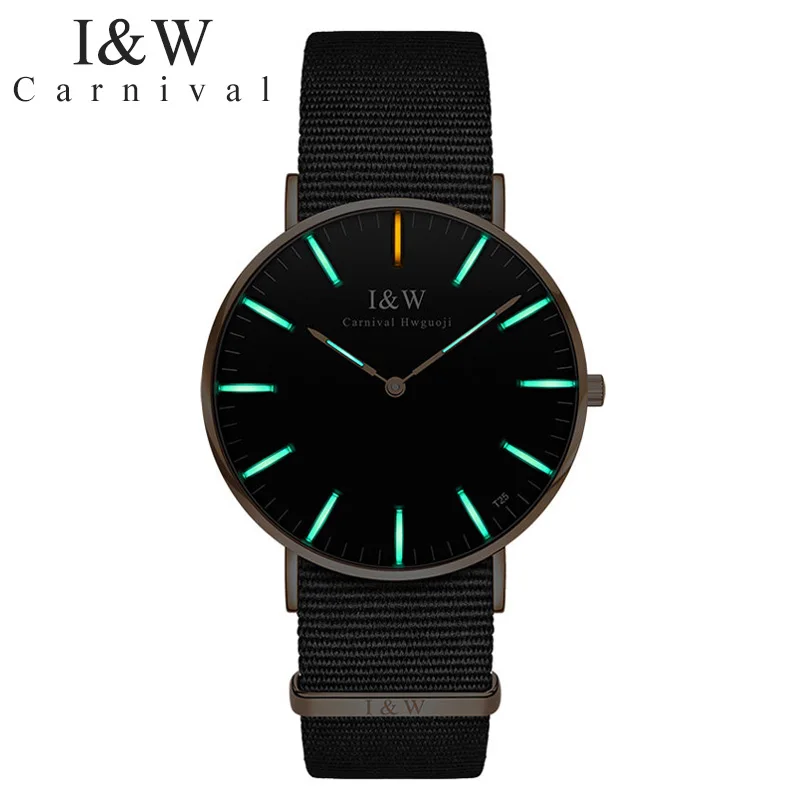 Original Carnival fashion Ultrathin tritium luminous watches Top Brand Quartz Watch men waterproof Nylon band relogio masculino carnival ultrathin tritium self luminous analog quartz watch men watch with sapphire waterproof fashion casual relogio masculino