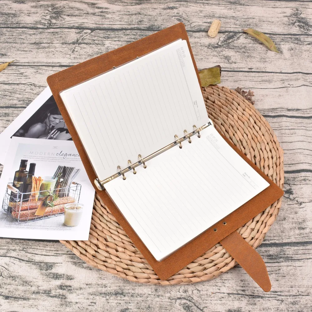High Quality Rustic Genuine Leather Rings Notebook A5 Spiral Diary Brass Binder Journal Sketchbook Agenda Planner Stationery High Quality Rustic Genuine Leather Rings Notebook A5 Spiral Diary Brass Binder Journal Sketchbook Agenda Planner Stationery
