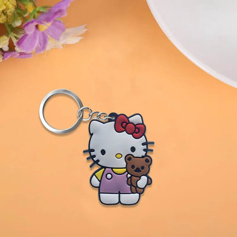 1 шт. hello kitty миленький мультяшный брелок Подарочный Брелок для ключей для женщин девочек сумка Подвеска ПВХ фигура Подвески брелки ювелирные изделия porte clef - Цвет: 7005-01