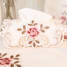 Вынимаемые салфетки, крышка для коробки, декоративный капюшон 22x12x10 см, вышитые, выдалбливают, сатин, жаккард, 4 узора