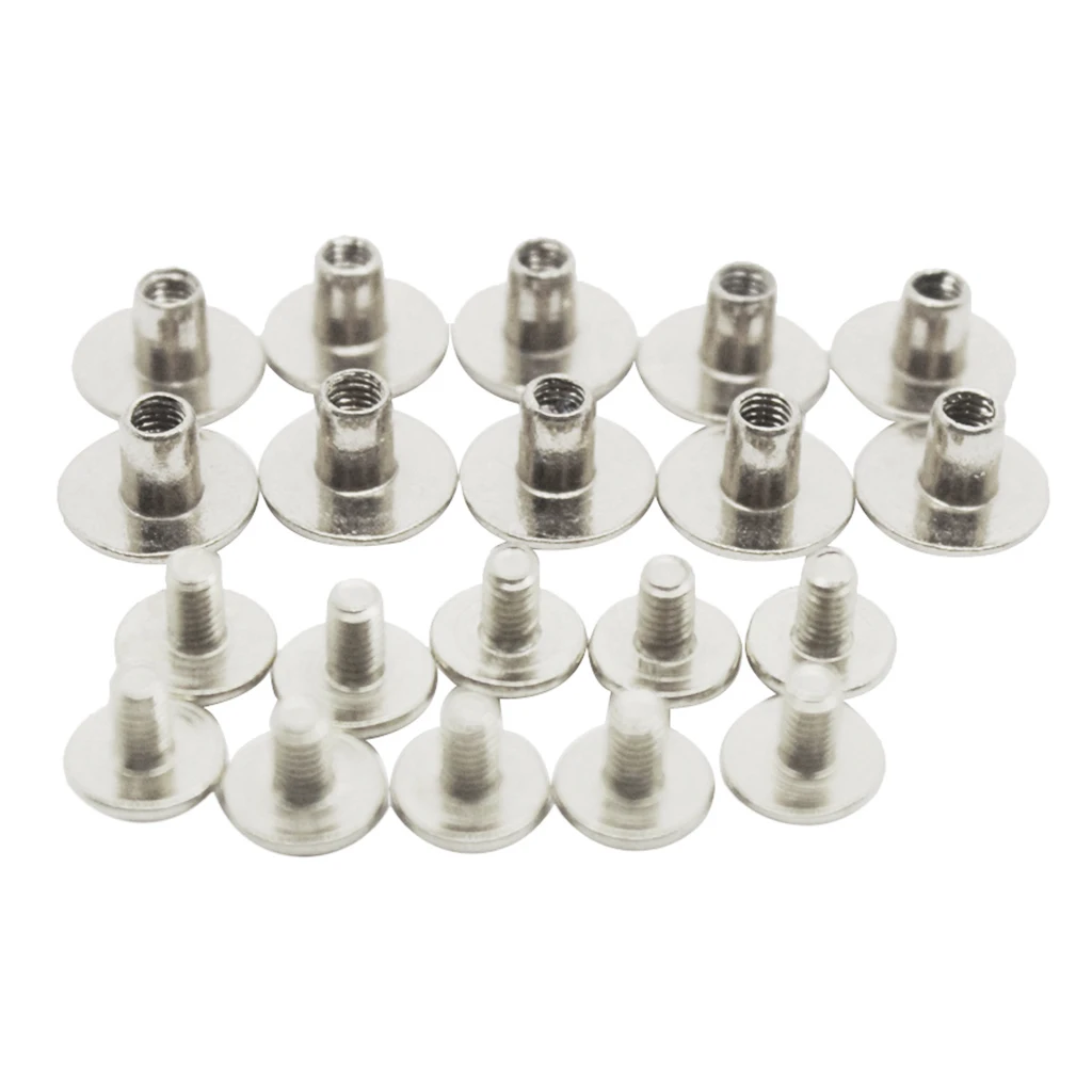 10 Sets DIY Leather Craft Belt Wallet Accessory Nail Rivets Chicago Screws Buttons Silver 5mm