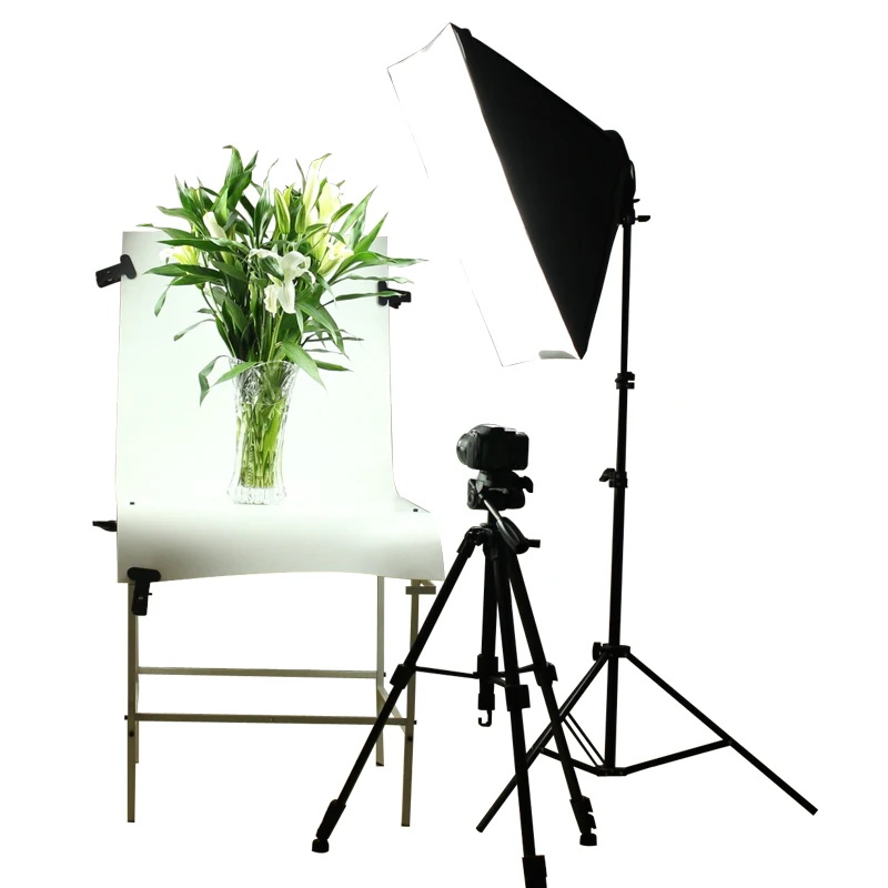 Photo studio 50*70cm Softbox 100-240V Lighting Box E27 4-Lamp-Holder Soft Box with 2m Light Stand p