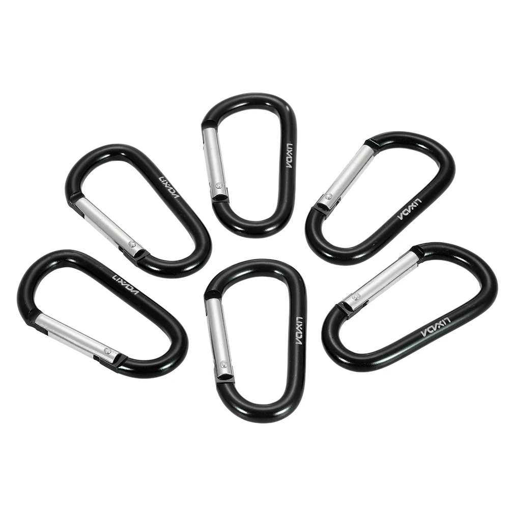 Lixada 6PCS/Set Mini Aluminum Carabiners Clasp Keychains Buckle D-Shaped Screw Lock Hook Clip Key Ring Travel Camping Hiking | Спорт и