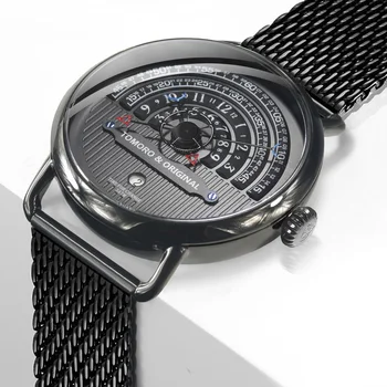 

TOMORO Original Men Vogue Fashion Unique Reading Casual Clock Luxury Male Date Quartz Creative Cool Gift Watch with Mesh Strap