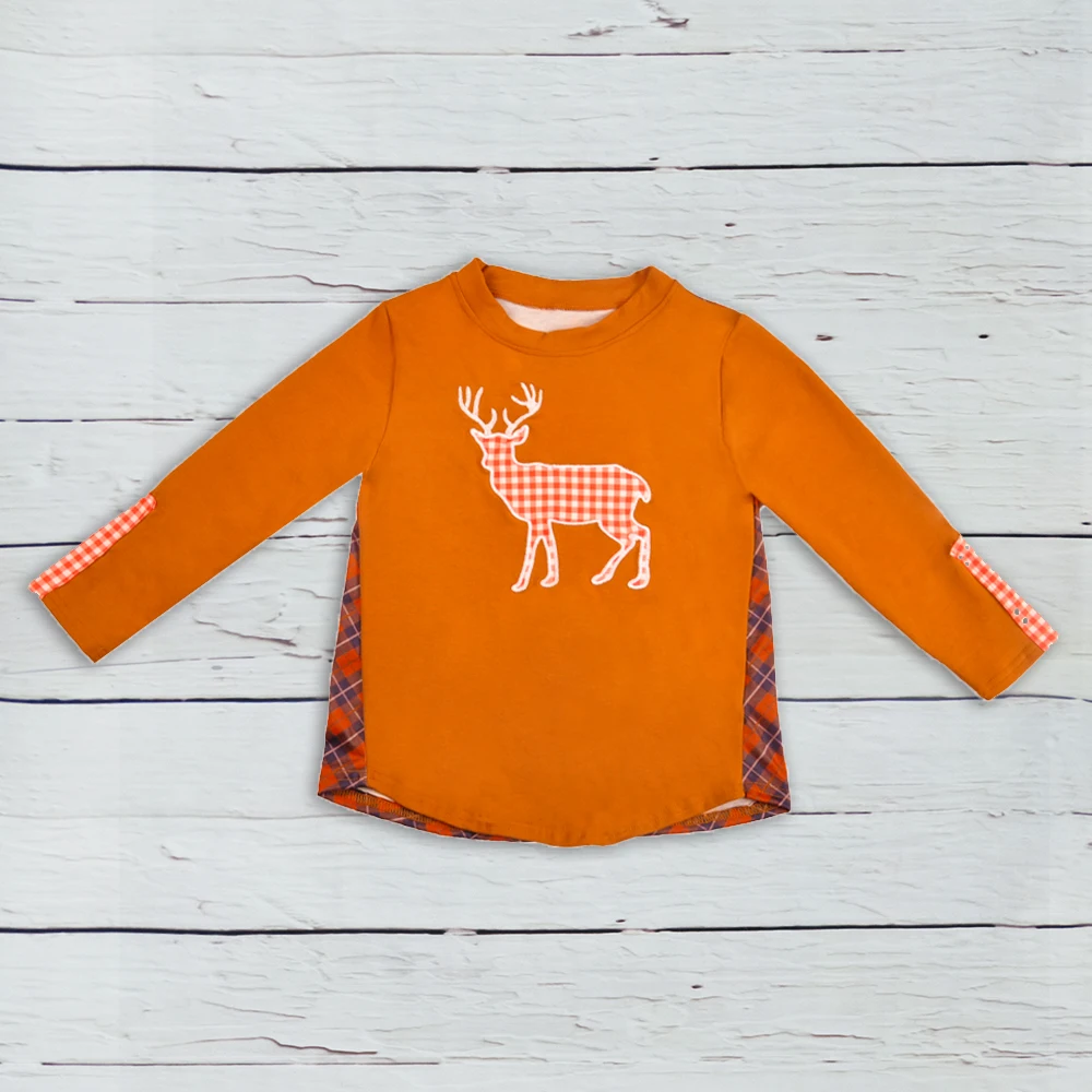 

Fashion Outfit Baby Girl Boy Boutique Plaid Clothing Costume Applique T-shirt Fashion Boys Outfits BSY810-086