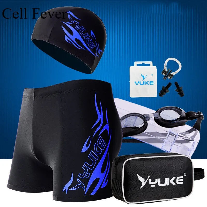 

Mens Swimsuit 2019 New Swimming Trunks Square Leg Short Swimwear Quick Dry Beach Swim Shorts with Cap and Goggles Swim Set