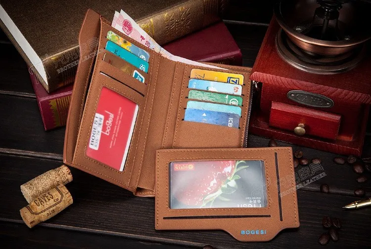 Bogesi брендовый мужской кожаный кошелек на молнии, мужской кошелек, съемный кредитный держатель для карт, карманы для монет для мужчин