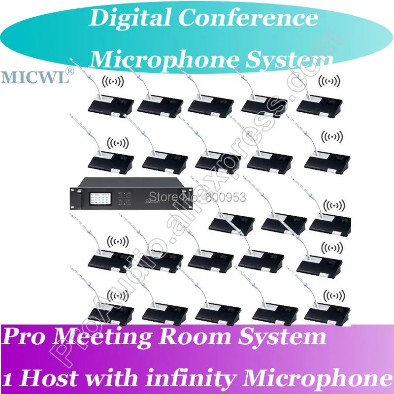 

MICWL Professional Wireless Microphone Digital Conference System - 1 President 60 Delegates Desk Unit