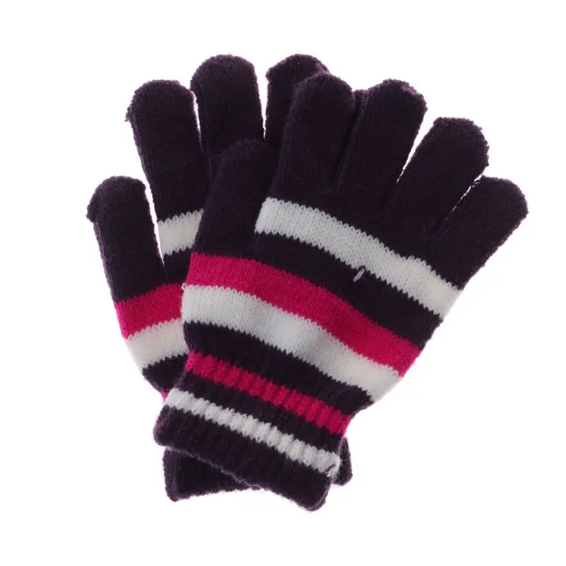 KLV/Детские перчатки для девочек и мальчиков, волшебные эластичные варежки, вязаные перчатки, зимние теплые Новые - Цвет: Фиолетовый