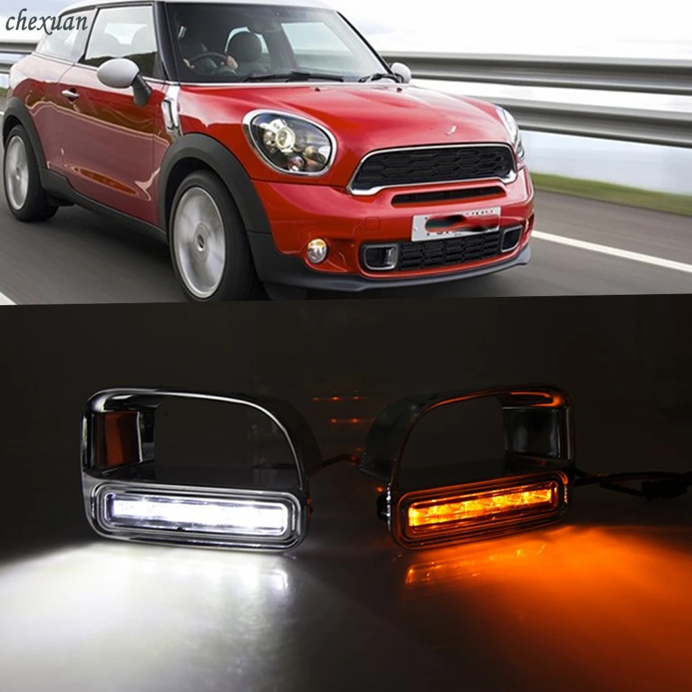 CSCSNL 1 set 12v LED DRL Daytime Running Lights With turnning yellow