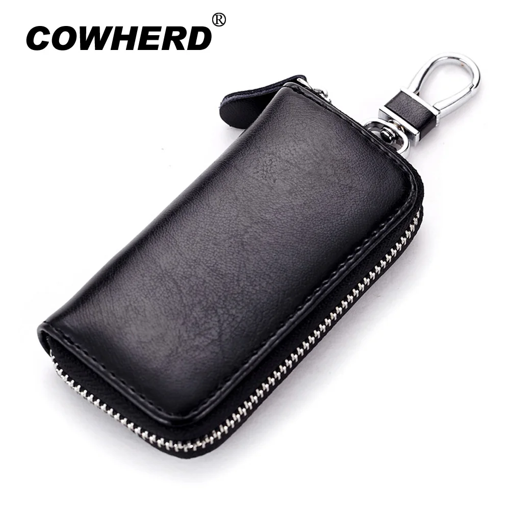 

2019 New Genuine Cow Leather Men & Women Car Key Bag Wallet Multi Function Key Case Fashion Housekeeper Holders 6 Key Rings