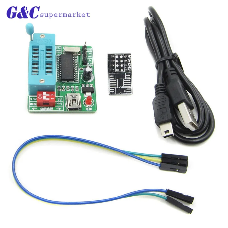 Умная электроника CH340 CH340G CH341 CH341A 24 25 серия EEPROM Flash биос USB программист с программным обеспечением и Драйвером - Цвет: kits with cable