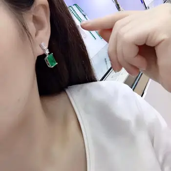 

New Earrings Rectangle Earrings S925 Silver Inlay Zircon Elegant And Irregular Irregular_Factory Direct Sales