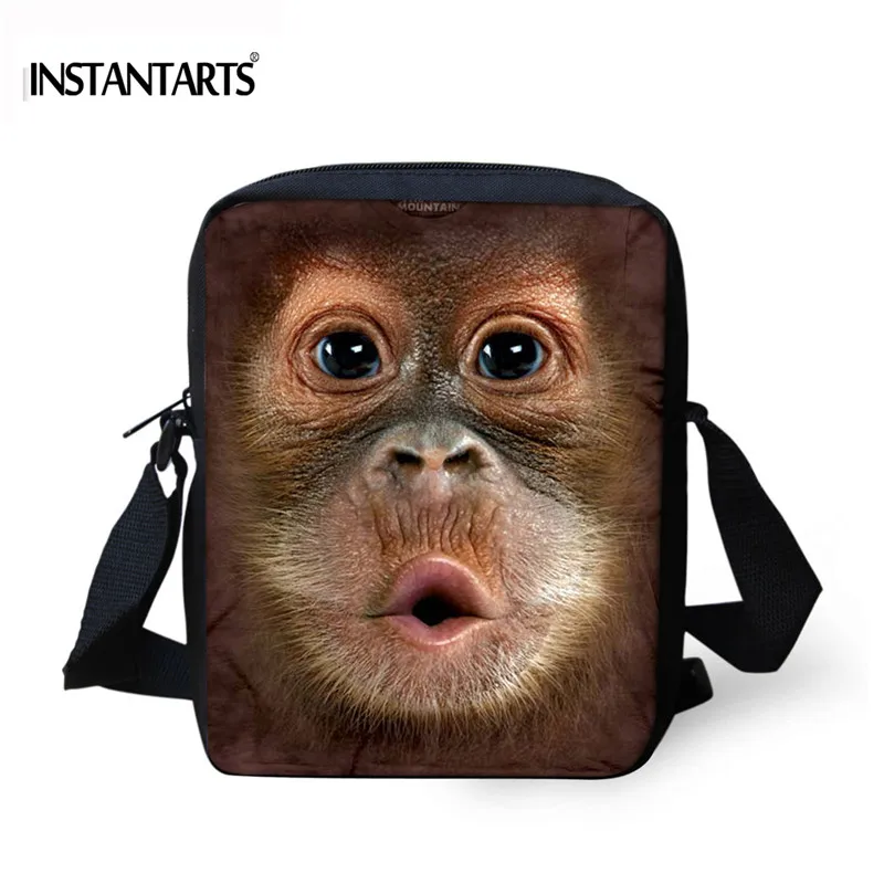 Instantarts Brand Designer Women Small Messenger Bag Funny Monkey Printed Crossbody Bags For
