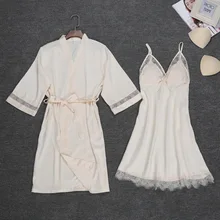Сексуальный женский ночной халат, топ на бретельках, Пижамный костюм, летний комплект из двух предметов, одежда для сна, Повседневная Домашняя одежда, ночное кимоно, банное платье