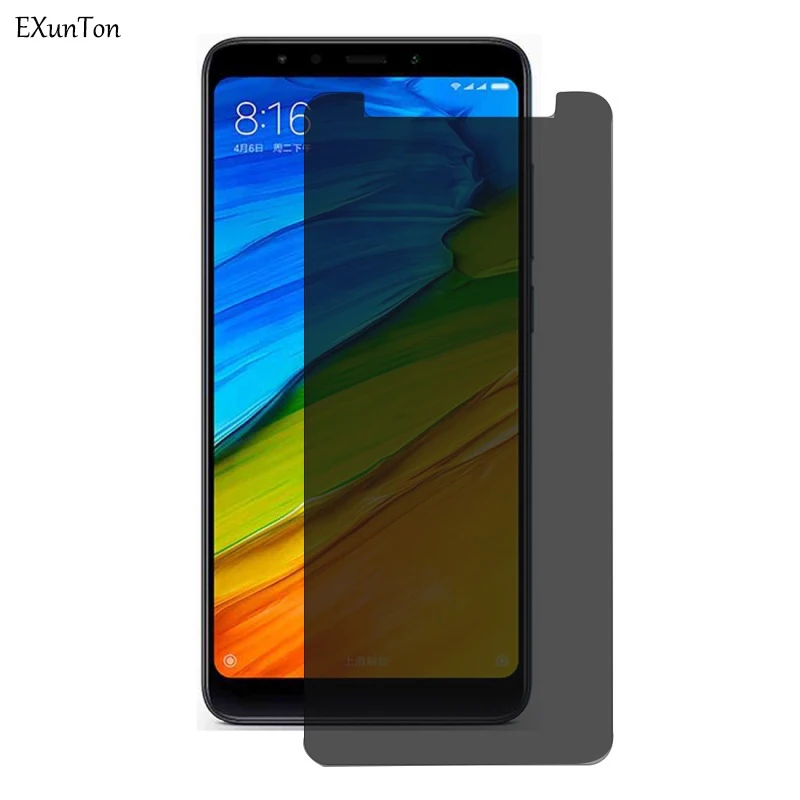 

EXUNTON Anti Spy Tempered Glass For Xiaomi Redmi 5 5Plus 5A 2.5D Black Privacy Screen Protector For Redmi Note 5 5A 5Pro Film