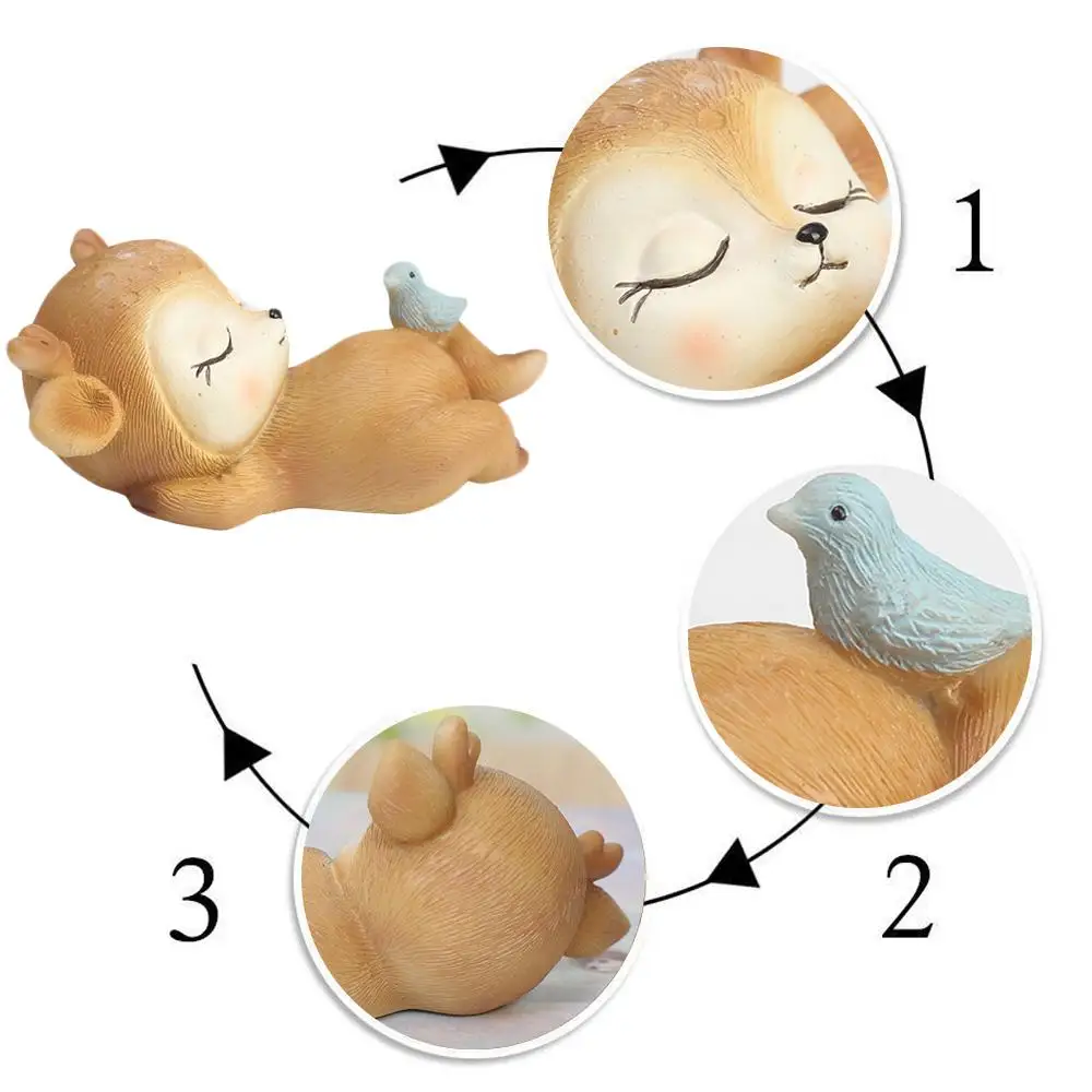 Resin Sleeping Baby Deer Mini 3D Elk Christmas Ornaments Cute Decor for Home Garden Car Xmas Party Table Decoration Kids Gift