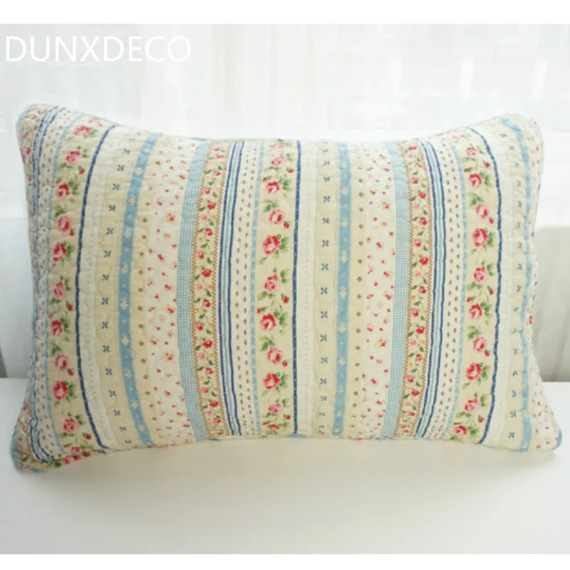 

DUNXDECO Cushion Cover Pillow Case 50x70CM Country Style Mini Fresh Flora Rose Quilted Coussin Bedding Room Decoration