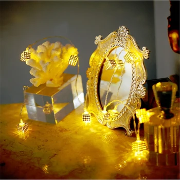 

Rose gold Cube LED String Light Iron Ins Fashion Battery Operated Light For Wedding Party Holiday Home Decor