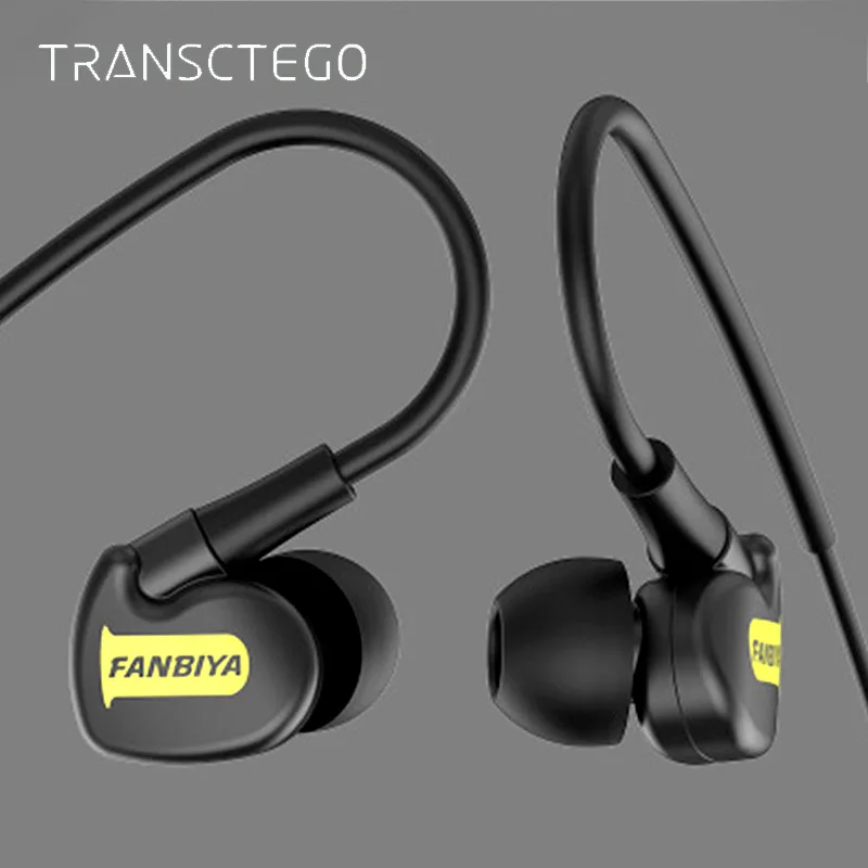 Спортивные проводные наушники TRANSCTEGO Универсальные с микрофоном стандартный