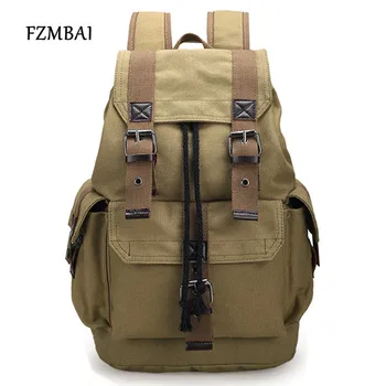 

FZMBAI Mens Vintage Large Capacity Rucksacks Casual Khaki Travel Backpacks School Student Gift