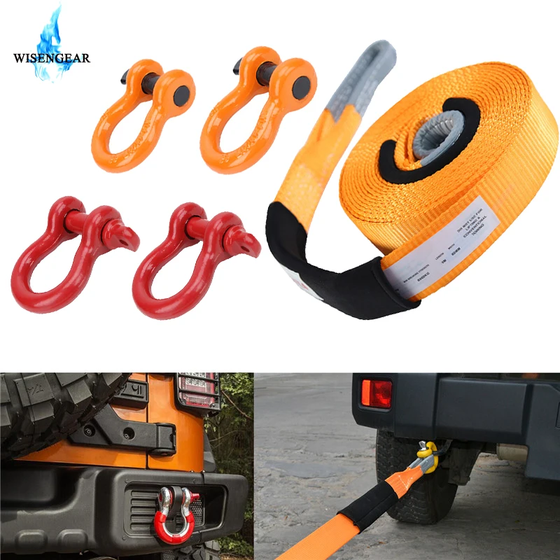 WISENGEAR 8tons 9m Heavy Duty Car Towing Rope Chains & 4.75T 3.25T Bow