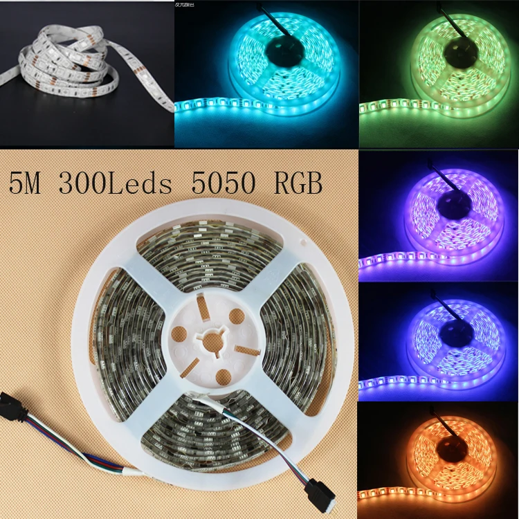 300Leds 12V 14.4W/m 1PC 5M SMD 5050 LED Strip Light High Power LED Bare
