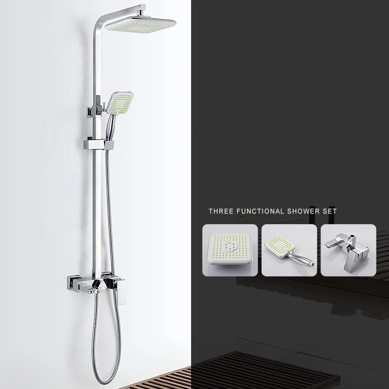 

Modern Square 8" Rain Shower Head Top Over-head Shower Sprayer Dual Function Shower ABS Electroplate High Power Shower Head Set