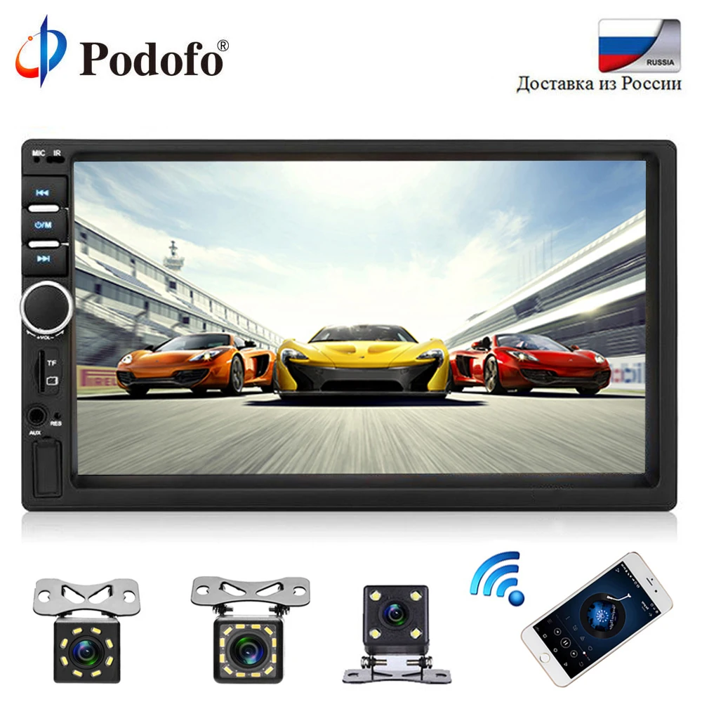 

Podofo Autoradio 2 Din Car Radio Bluetooth Stereo 7" HD Car Multimedia Player Touch Screen USB Car Audio With Rear View Camera