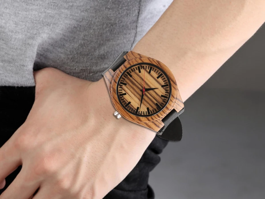 Men Watches Minimalist Analog Wooden Bamboo Quartz Watch Nature Wood Casual Sports Genuine Leather in Gift Bag Relogio Masculino 2017 (15)