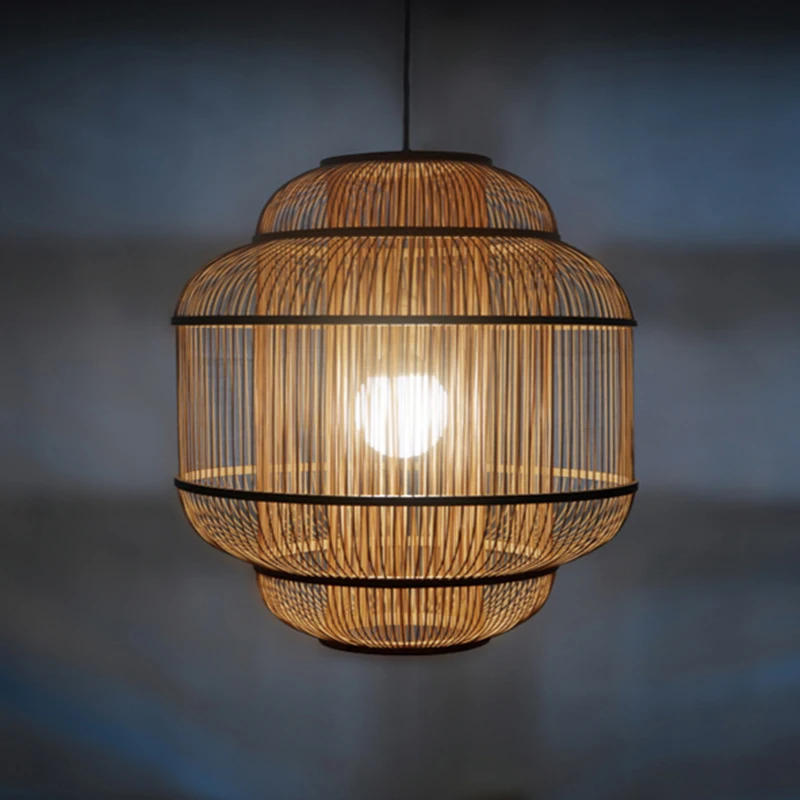 

Bamboo Weaving LED Pendant Lamps Three layers of bamboo sticks pendant light Hanging Lamp Coffee Bar Pendant lighting Craft G041