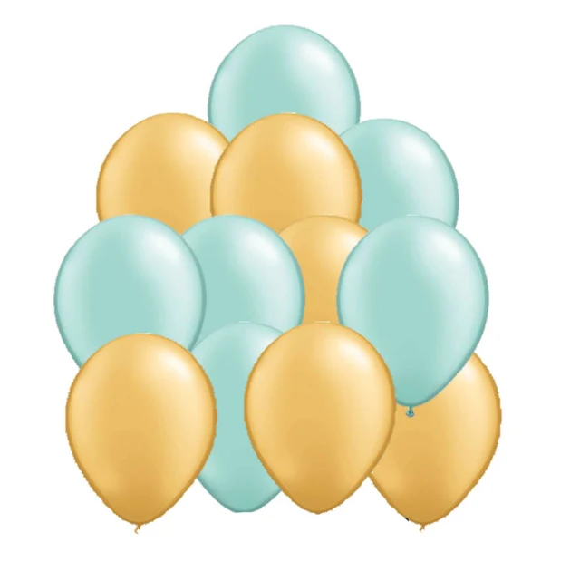 60pcs 10 mixed gold mint green latex balloons baby shower