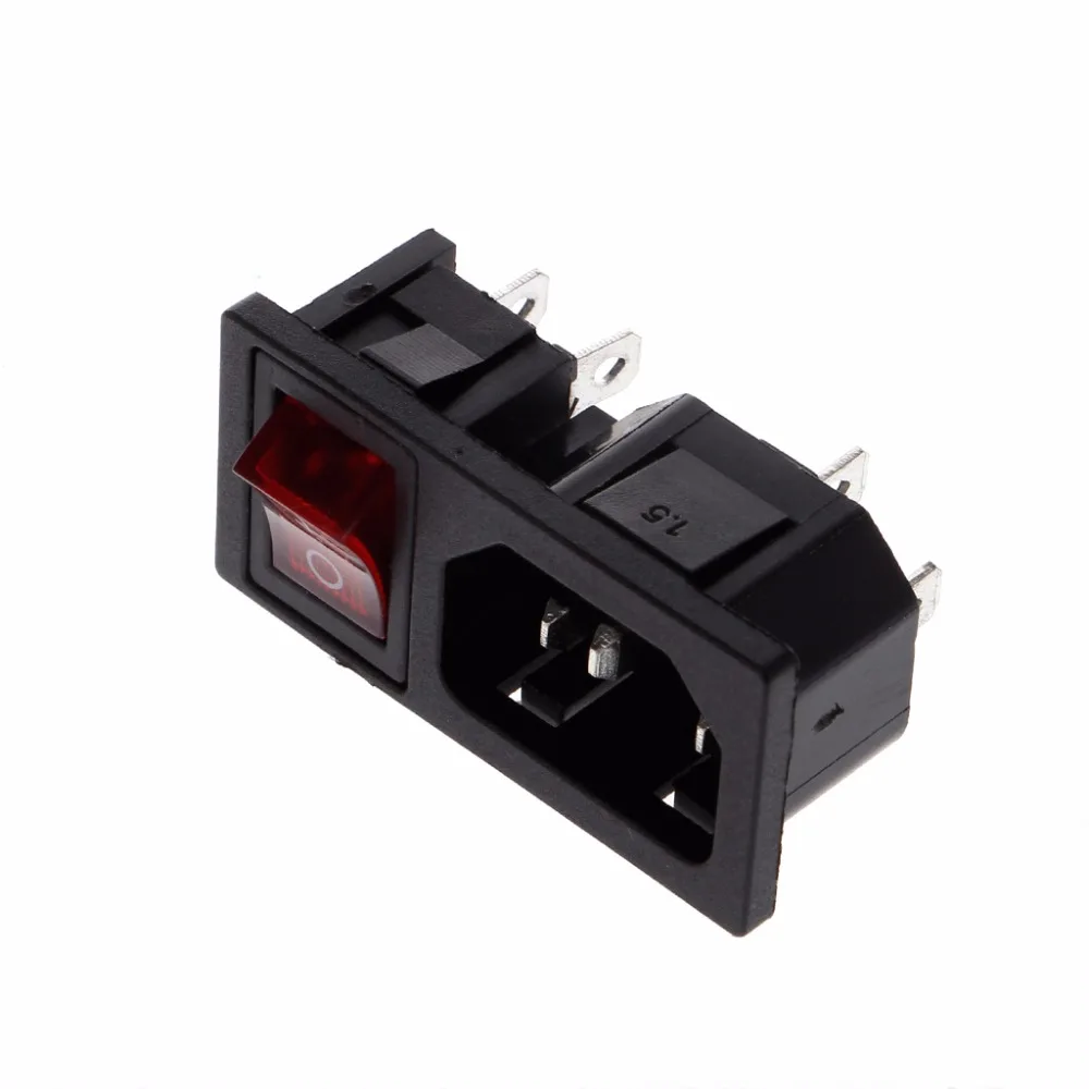 

10A 250V AC SPST Rocker Switch 3 Pin IEC320 C14 Inlet Module Plug Fuse Switches Accessories