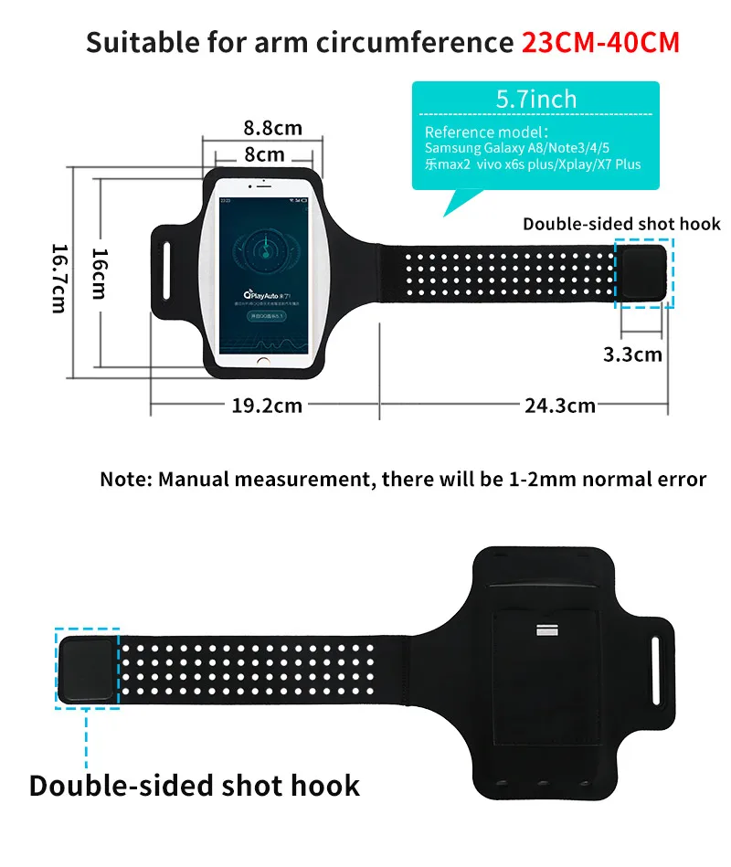 Haissky спортивный водонепроницаемый браслет для бега для iPhone 6 7 8 X XR Xs Max чехол для samsung S7 S8 S9 Note 8 Note 9 для Pocophone F1
